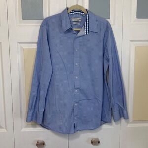 Nick Graham Everywhere Men XL Blue Geometric Stretch Modern Fit Button Down